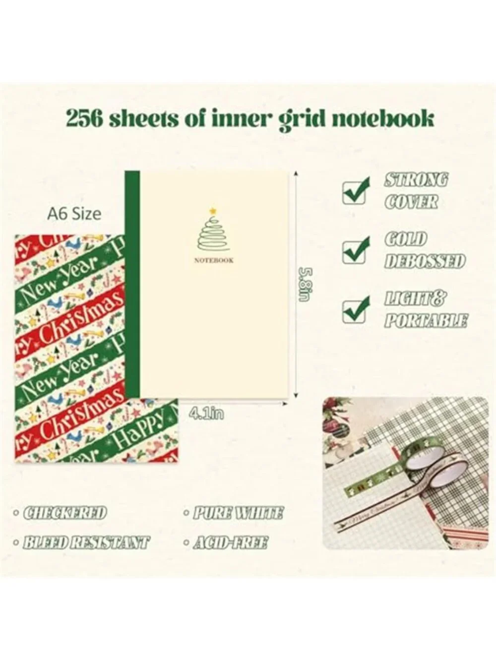 Christmas Scrapbooking Supplies Kit, Aesthetic New Year Festival Scrapbook Kits